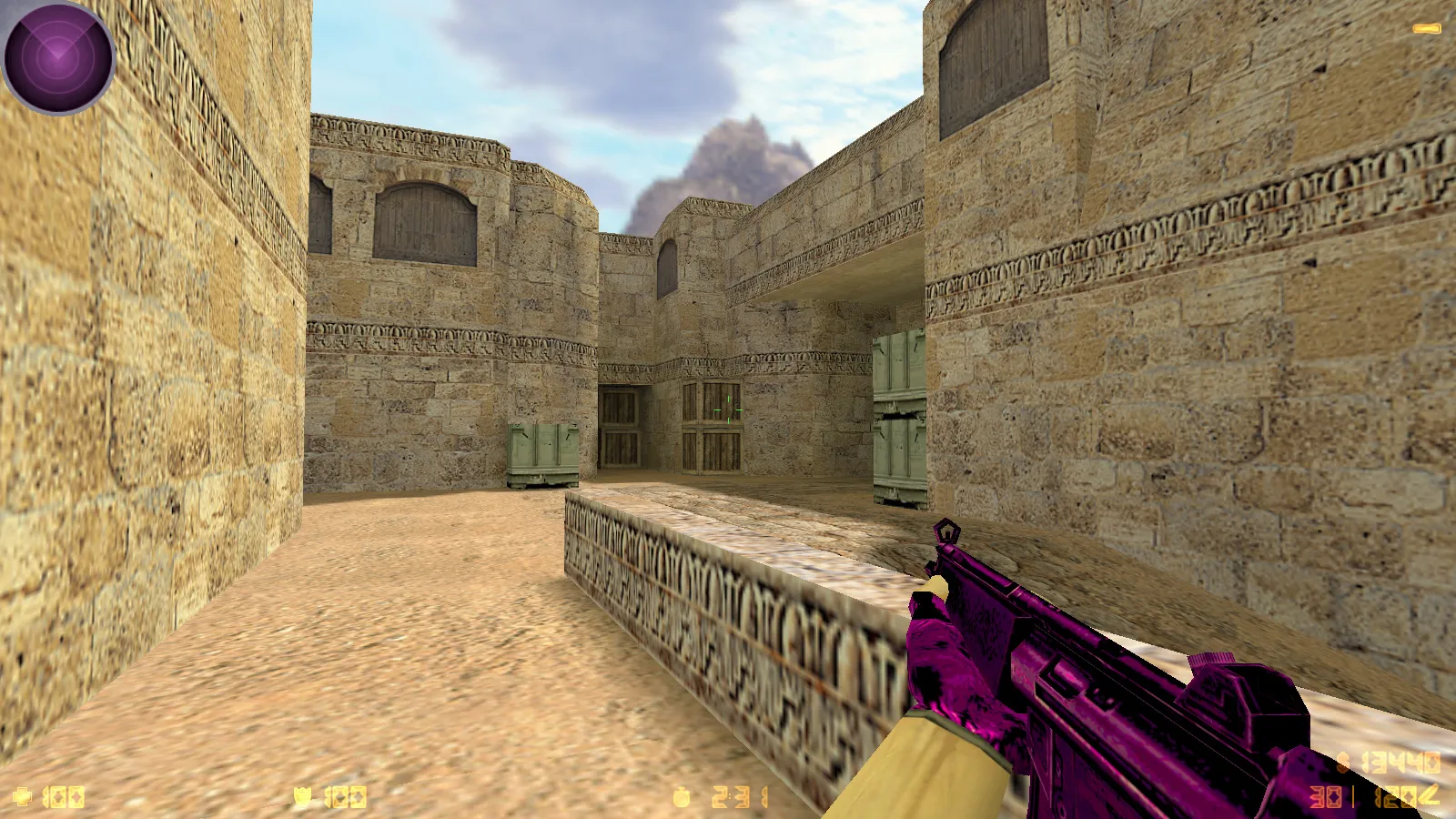 Скриншот  CS 1.6 Bubble Gum сборка: розово-фиолетовые скины, меню-тема, музыка, радар и оптимизированный config.cfg