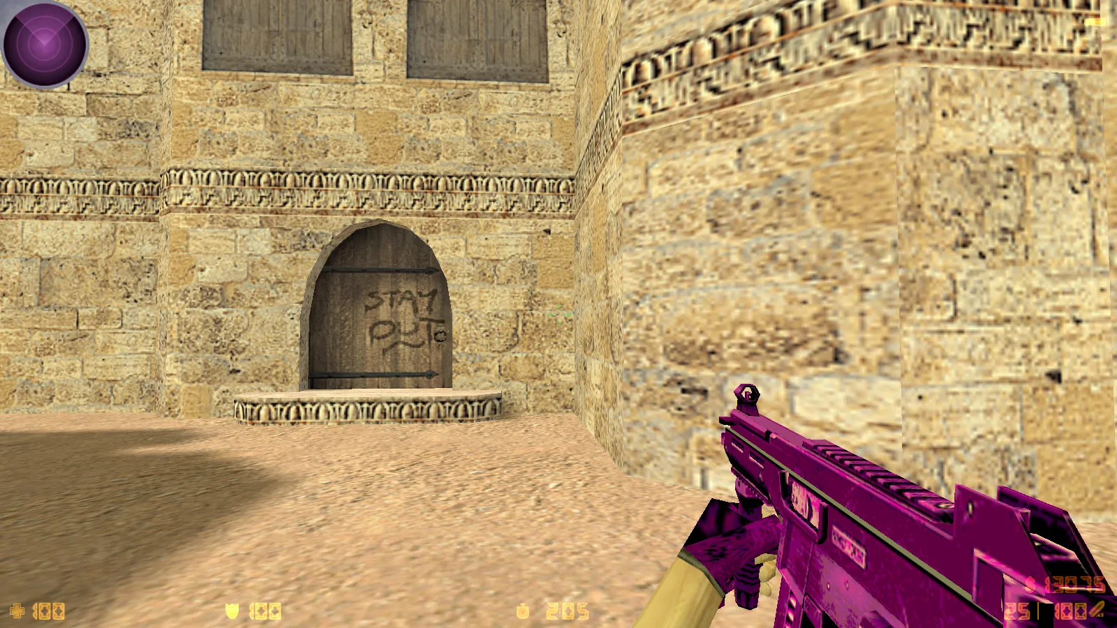 Скриншот  CS 1.6 Bubble Gum сборка: розово-фиолетовые скины, меню-тема, музыка, радар и оптимизированный config.cfg