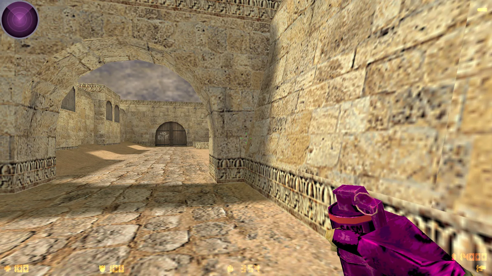 Скриншот  CS 1.6 Bubble Gum сборка: розово-фиолетовые скины, меню-тема, музыка, радар и оптимизированный config.cfg