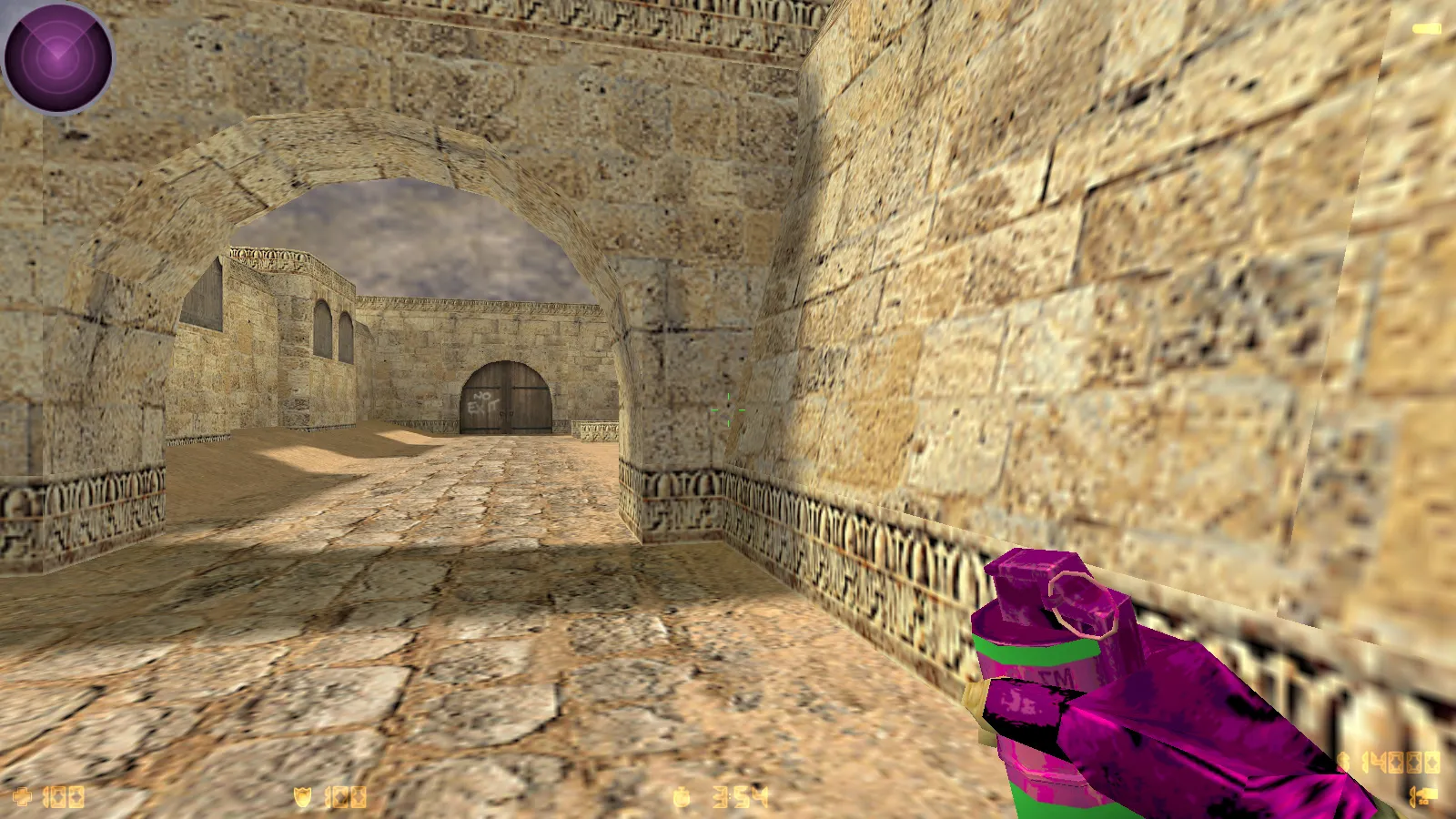 Скриншот  CS 1.6 Bubble Gum сборка: розово-фиолетовые скины, меню-тема, музыка, радар и оптимизированный config.cfg