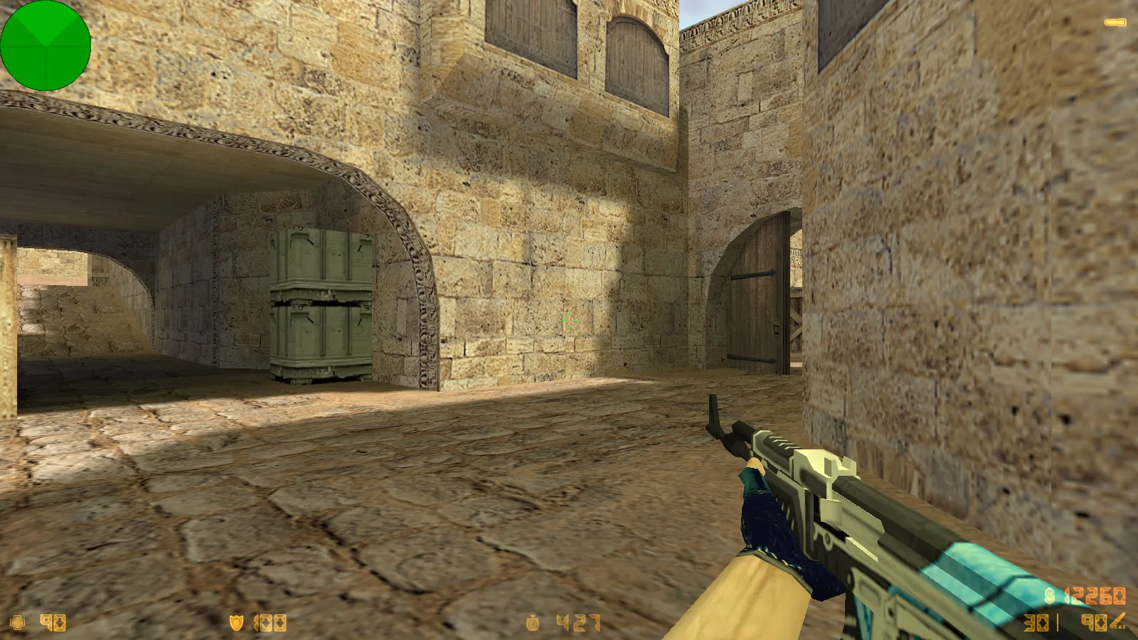 Скриншот CS 1.6 от Checker: блогерская сборка с 14 скинами, красно-синими моделями, темно-синим меню и оптимизированным config.cfg