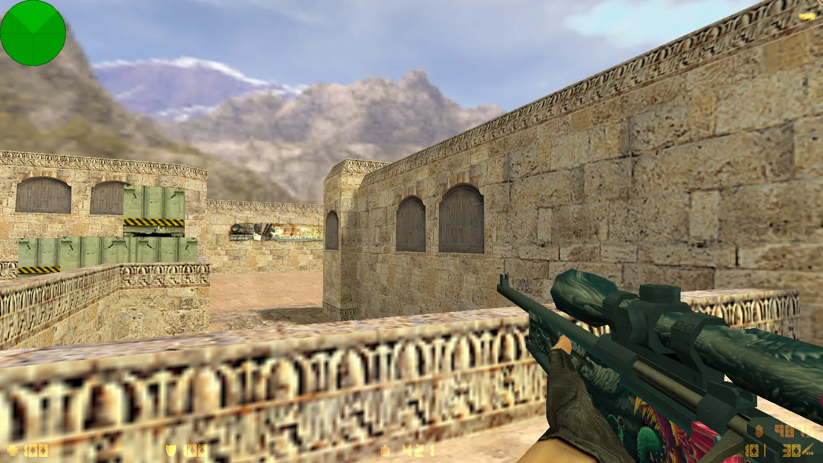 Скриншот  CS 1.6 от Checker: блогерская сборка с 14 скинами, красно-синими моделями, темно-синим меню и оптимизированным config.cfg