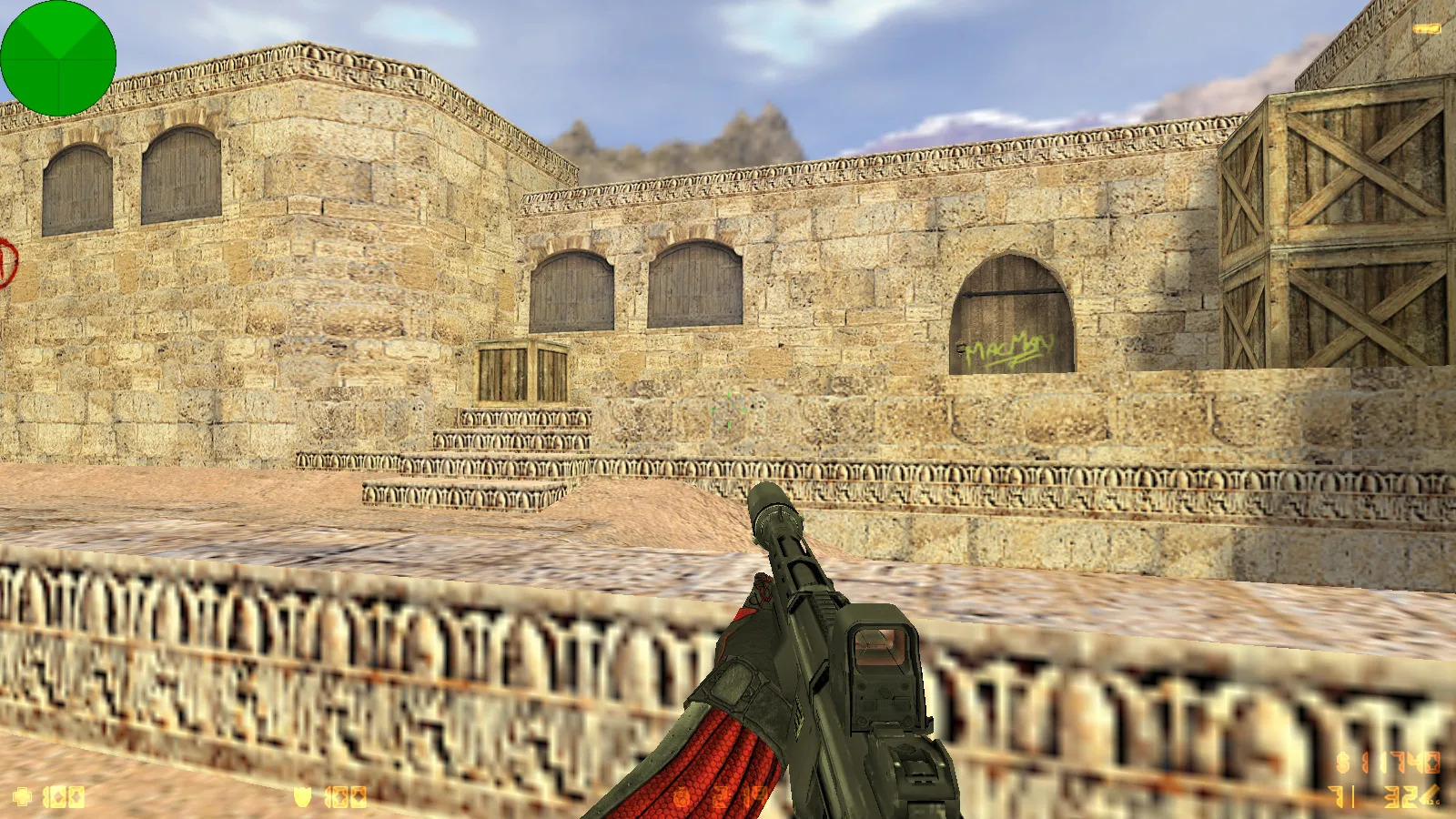 Скриншот  CS 1.6 Crysis — тематическая сборка с 8 новинками: оружие из Crysis, красный/синий герой, черное меню, оптимизированный конфиг