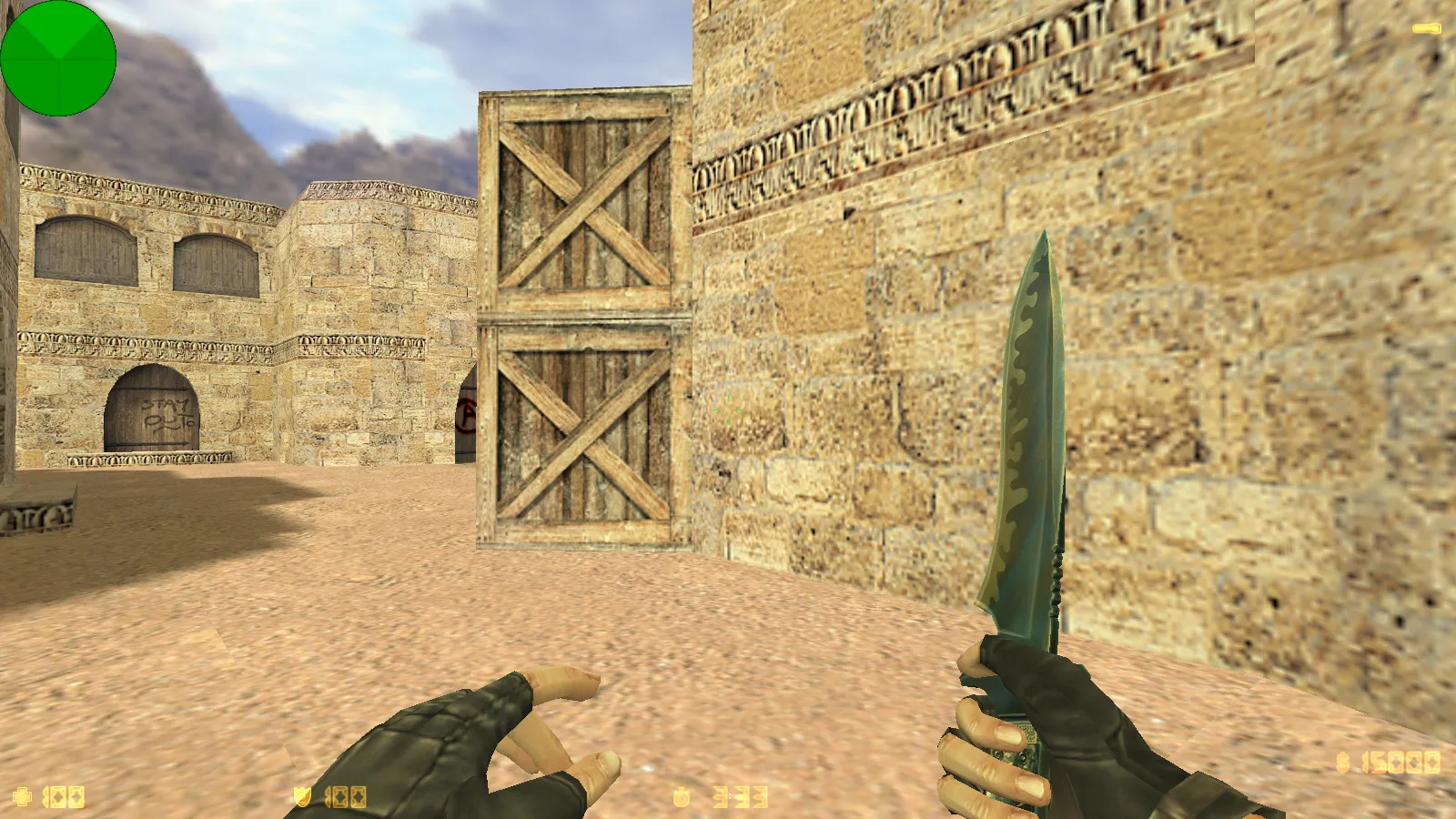 Скриншот CS 1.6 от Demix: черное меню, новые перчатки и оптимизированный config.cfg