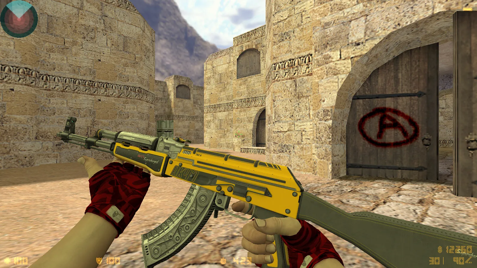 Скриншот CS 1.6 DreamHack: скины оружия v_ p_ w_, красно-синие модели, темное меню и оптимизированный конфиг