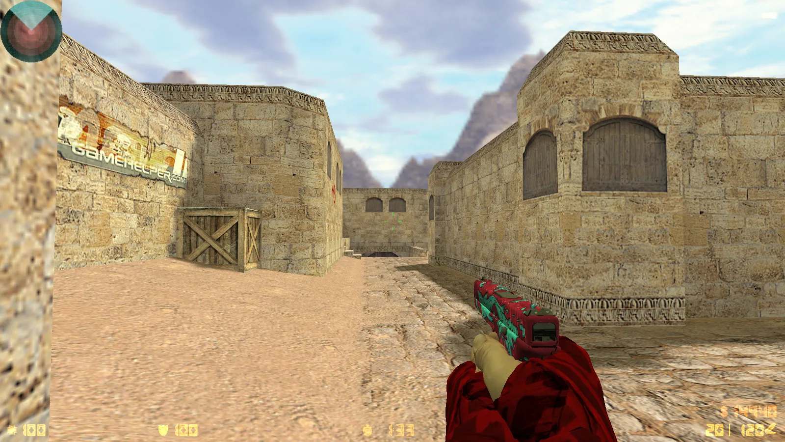 Скриншот  CS 1.6 DreamHack: скины оружия v_ p_ w_, красно-синие модели, темное меню и оптимизированный конфиг