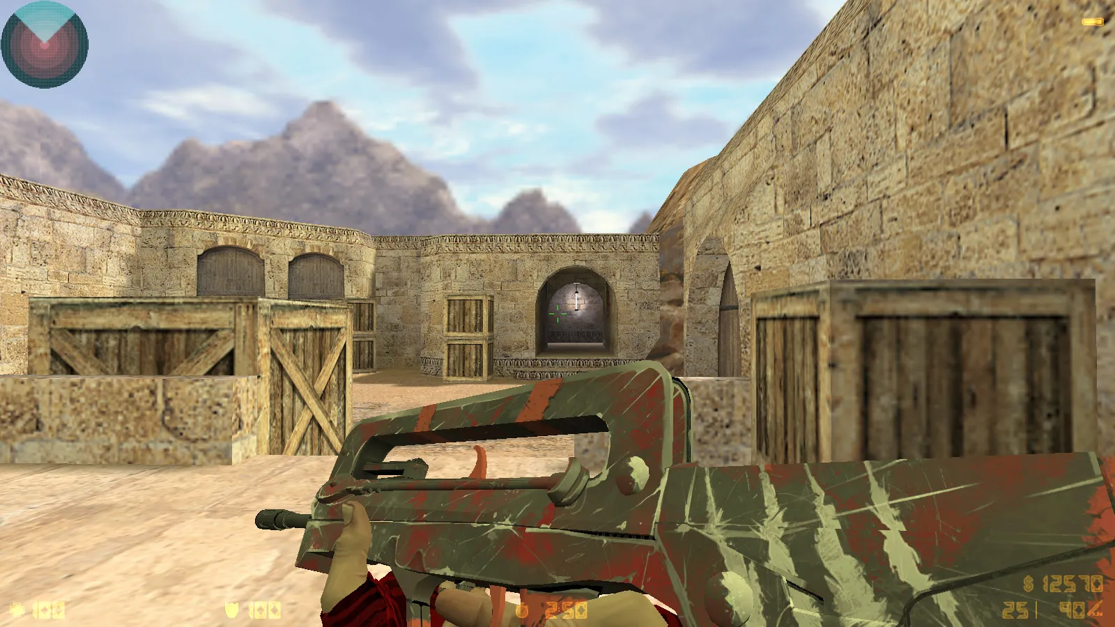 Скриншот  CS 1.6 DreamHack: скины оружия v_ p_ w_, красно-синие модели, темное меню и оптимизированный конфиг