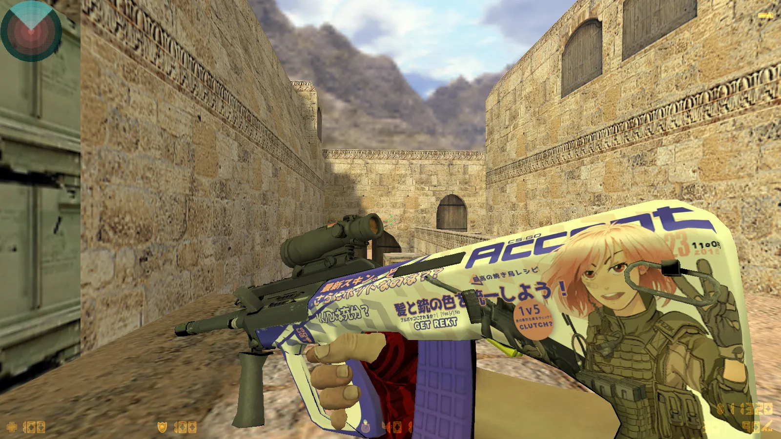 Скриншот  CS 1.6 DreamHack: скины оружия v_ p_ w_, красно-синие модели, темное меню и оптимизированный конфиг