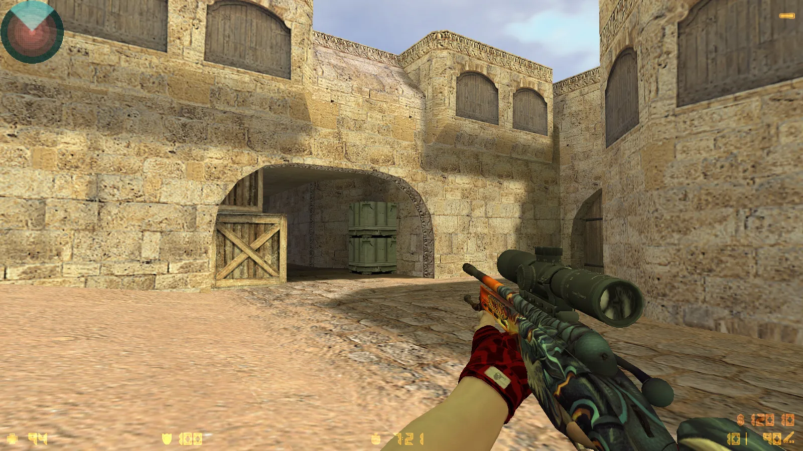 Скриншот  CS 1.6 DreamHack: скины оружия v_ p_ w_, красно-синие модели, темное меню и оптимизированный конфиг