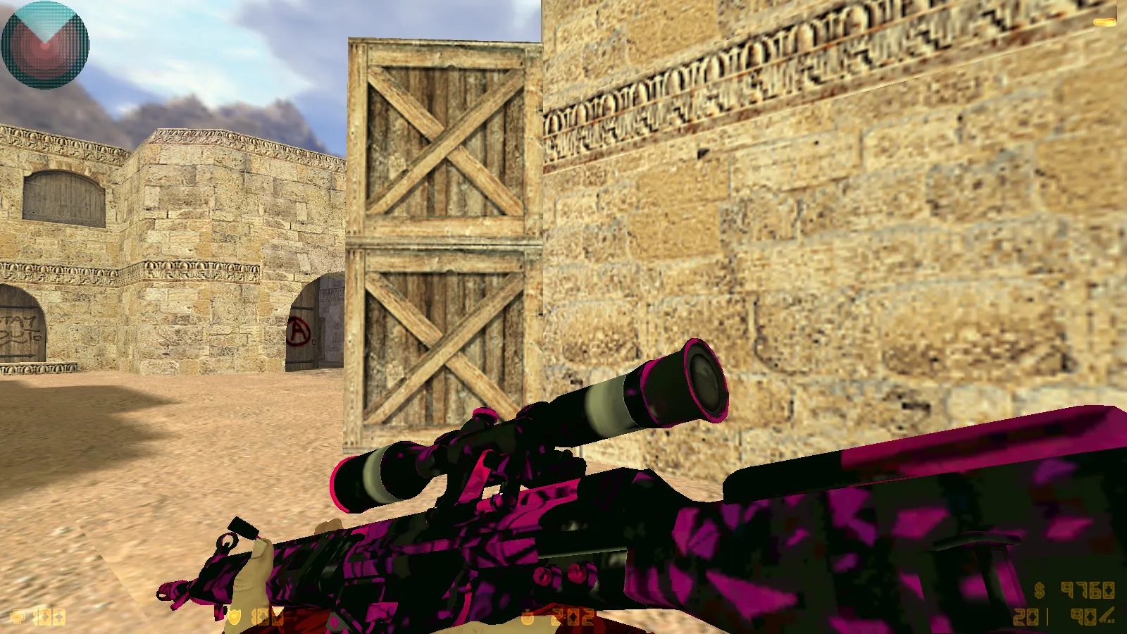 Скриншот  CS 1.6 DreamHack: скины оружия v_ p_ w_, красно-синие модели, темное меню и оптимизированный конфиг