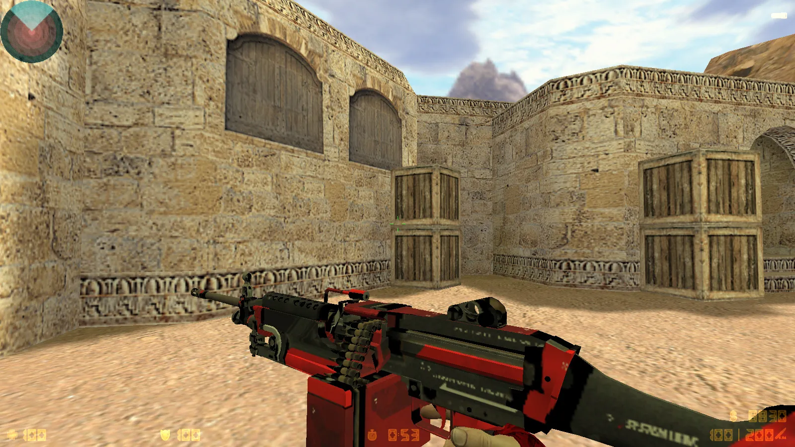 Скриншот  CS 1.6 DreamHack: скины оружия v_ p_ w_, красно-синие модели, темное меню и оптимизированный конфиг