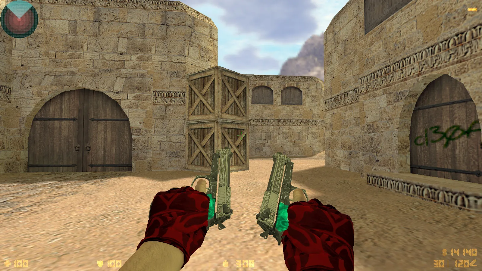 Скриншот  CS 1.6 DreamHack: скины оружия v_ p_ w_, красно-синие модели, темное меню и оптимизированный конфиг