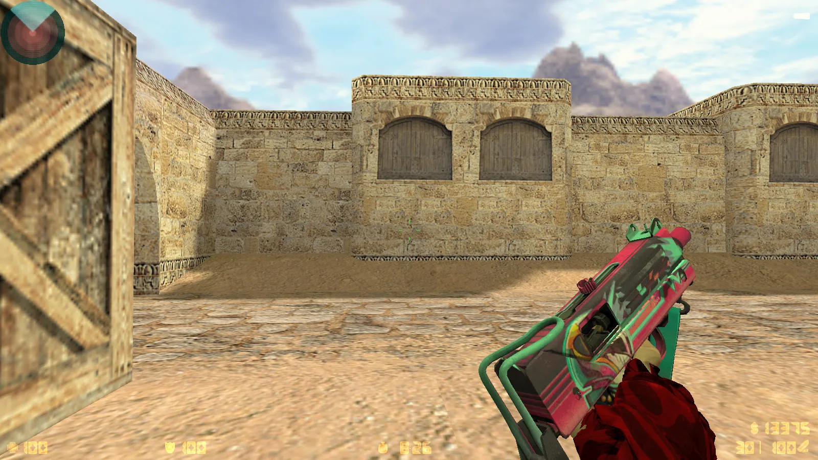 Скриншот  CS 1.6 DreamHack: скины оружия v_ p_ w_, красно-синие модели, темное меню и оптимизированный конфиг