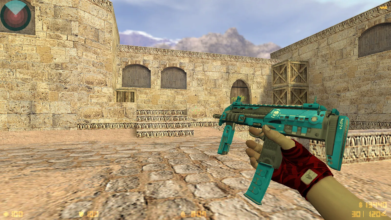 Скриншот  CS 1.6 DreamHack: скины оружия v_ p_ w_, красно-синие модели, темное меню и оптимизированный конфиг