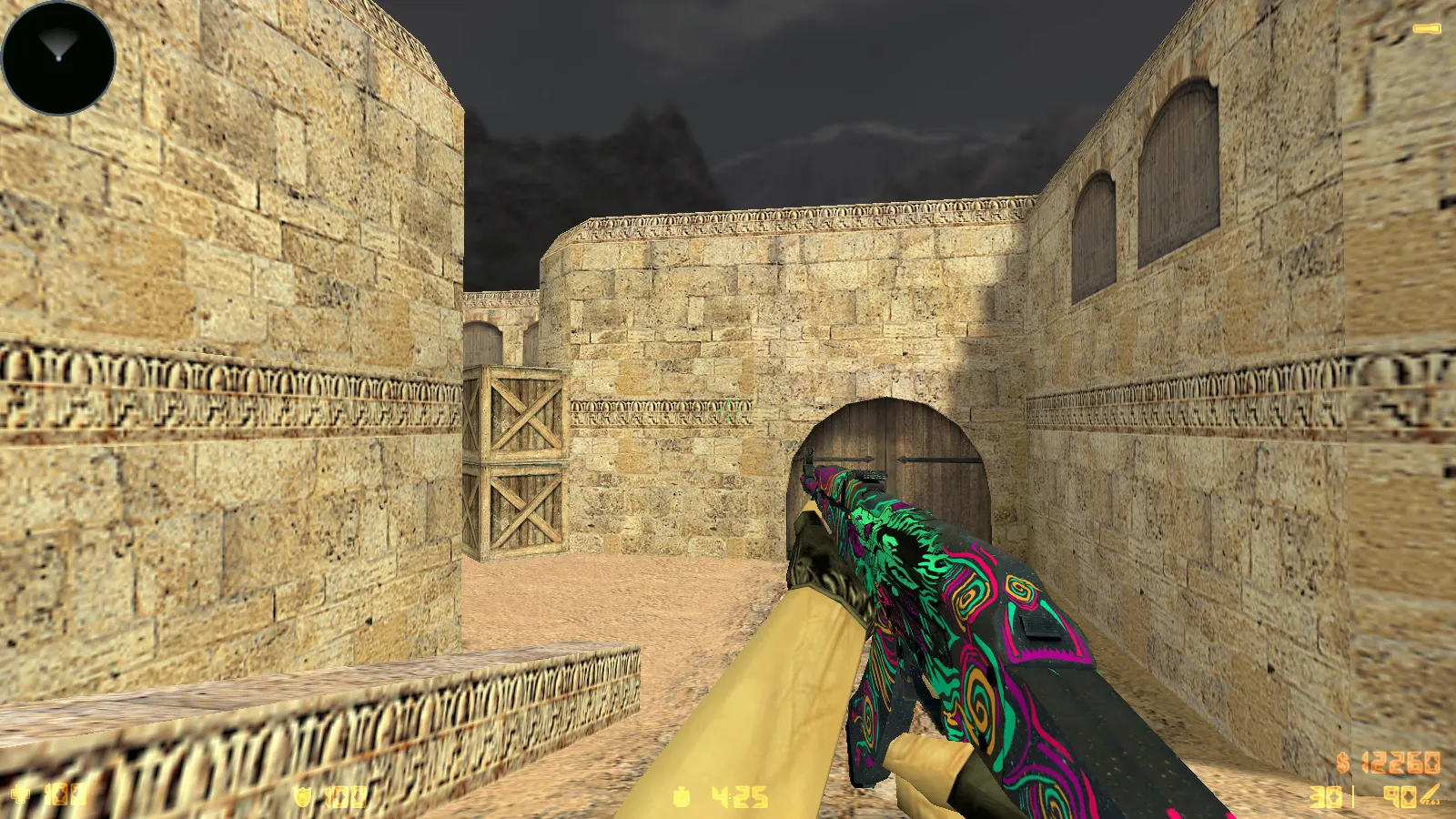 Скриншот CS 1.6 «Грезы и кошмары» — сборка с 9 аддонами, скинами, красно-синими моделями и темной темой меню