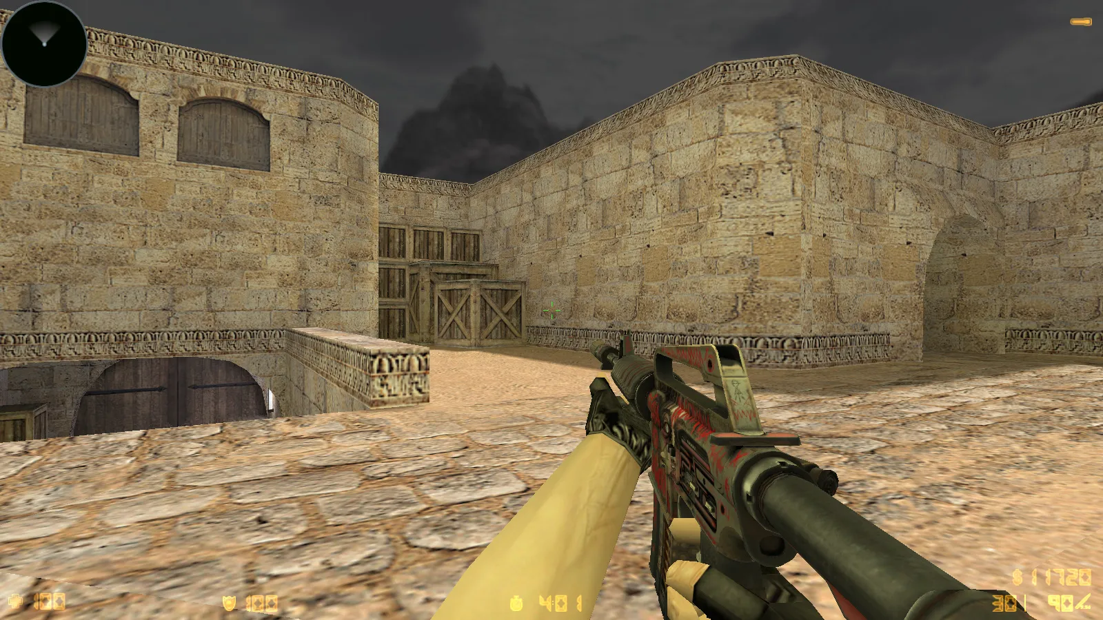 Скриншот CS 1.6 «Грезы и кошмары» — сборка с 9 аддонами, скинами, красно-синими моделями и темной темой меню