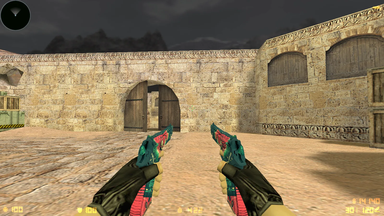 Скриншот CS 1.6 «Грезы и кошмары» — сборка с 9 аддонами, скинами, красно-синими моделями и темной темой меню