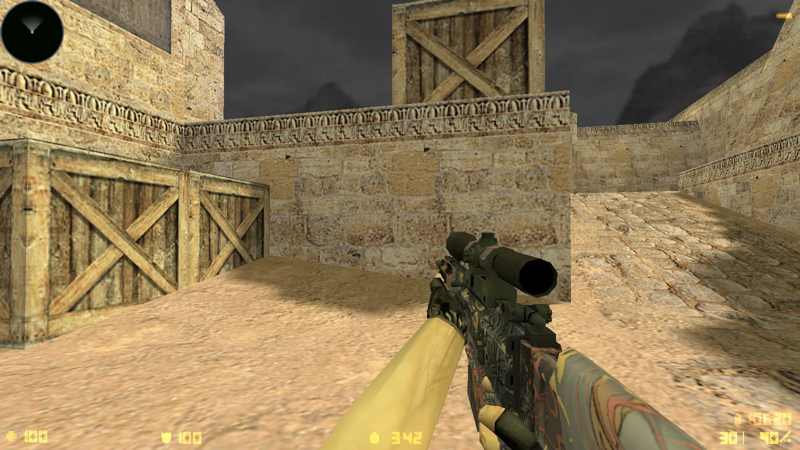 Скриншот  CS 1.6 «Грезы и кошмары» — сборка с 9 аддонами, скинами, красно-синими моделями и темной темой меню