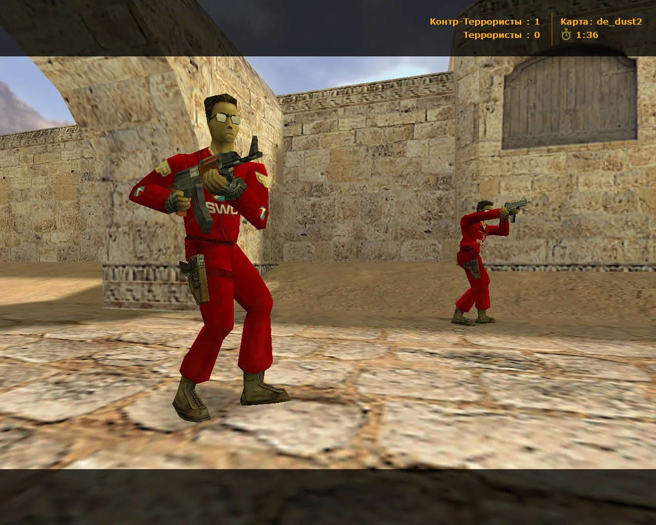 Скриншот CS 1.6 ESWC: скины террористов и спецназа, темное меню, оптимизированный config.cfg, запуск через Steam/Non-Steam