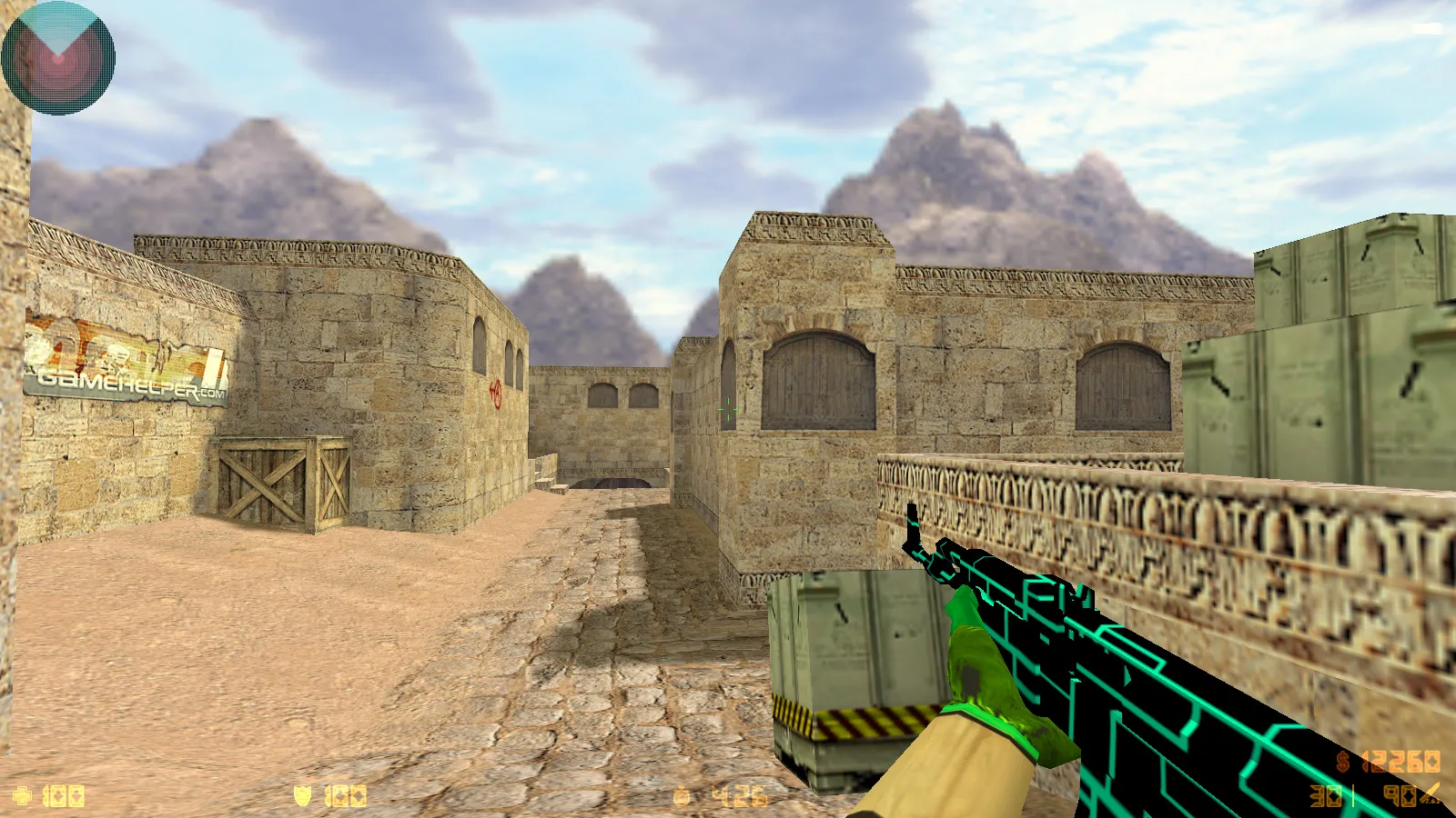 Скриншот CS 1.6 Electro — сборка со скинами оружия, голубой темой меню, звуками и оптимальным config.cfg