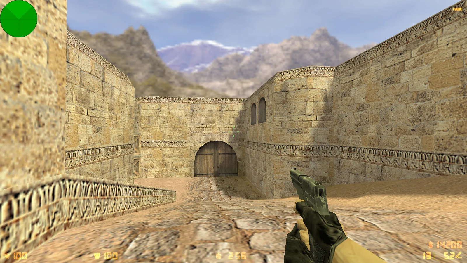 Скриншот  CS 1.6 с вытянутыми руками: сборка с 30 скинами, GIGN/Guerilla фоном и оптимизированным конфигом