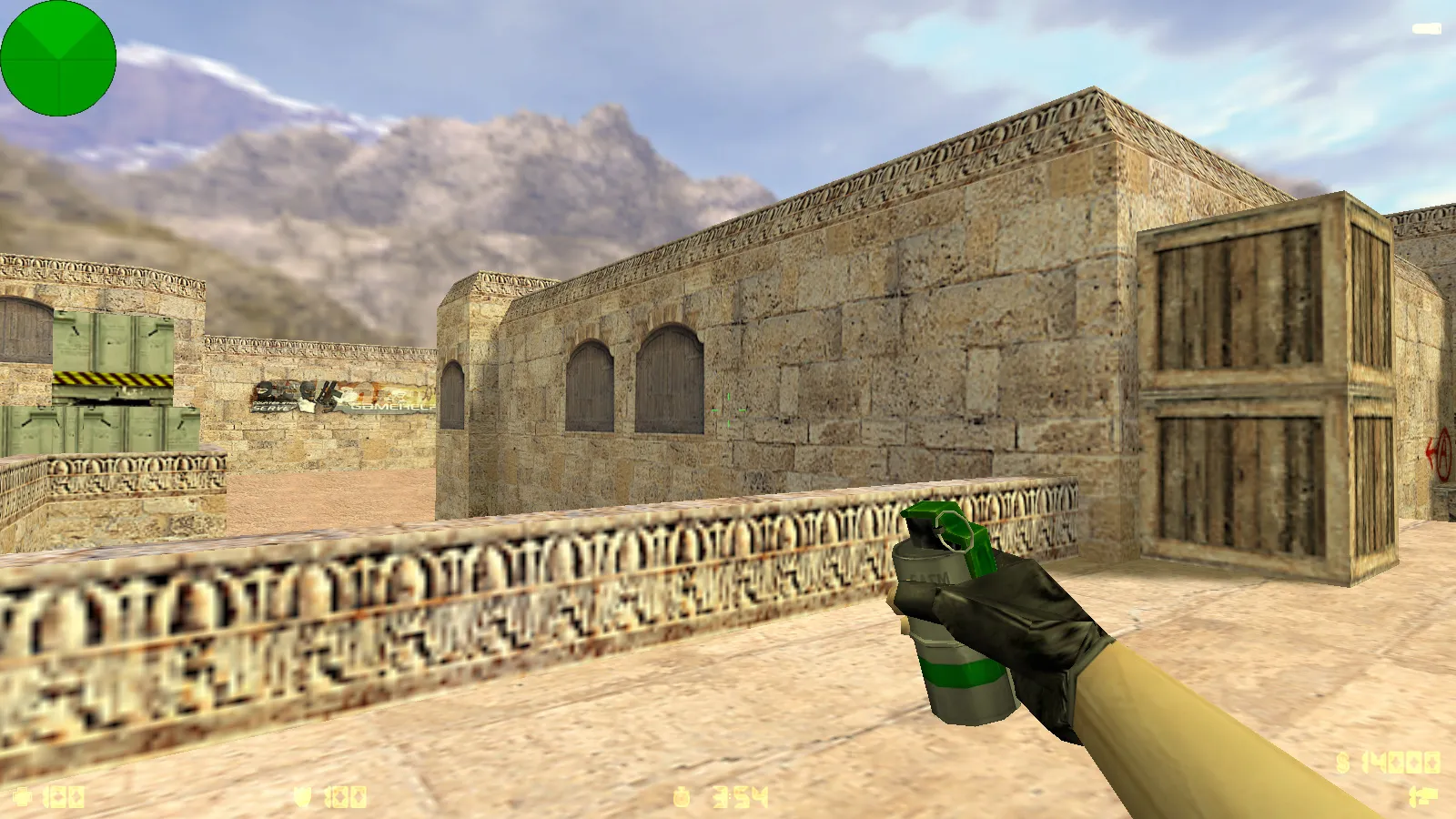 Скриншот  CS 1.6 с вытянутыми руками: сборка с 30 скинами, GIGN/Guerilla фоном и оптимизированным конфигом