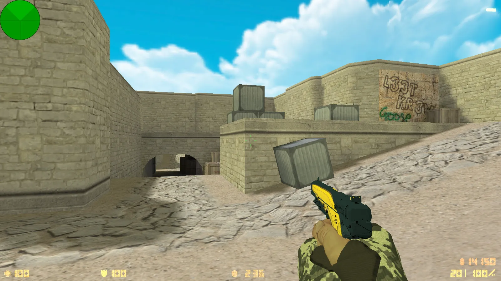 Скриншот  CS 1.6 Evolution: 28 скинов оружия, темное меню, пиксельные руки, обновленные звуки и оптимизированный конфиг