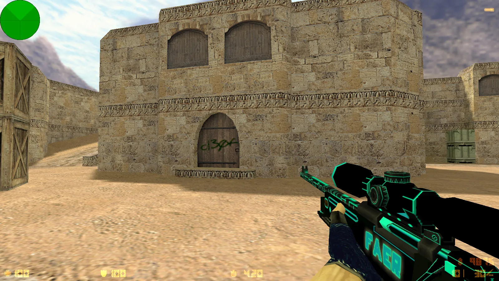 Скриншот  CS 1.6 от Faer Show: сборка с 6 модами, черно-зеленым меню, 30 скинами, музыкой и оптимизированным конфигом