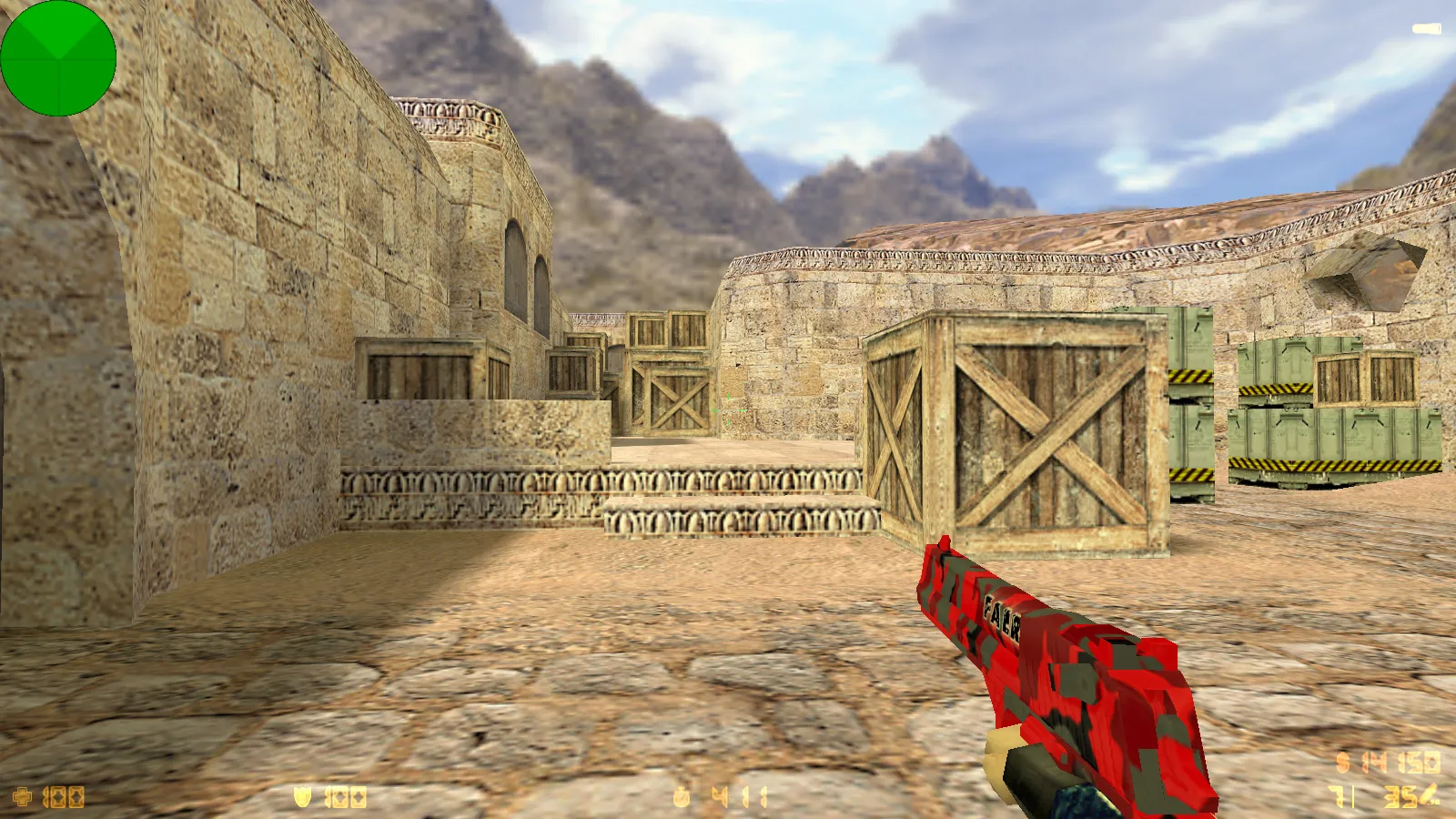 Скриншот  CS 1.6 от Faer Show: сборка с 6 модами, черно-зеленым меню, 30 скинами, музыкой и оптимизированным конфигом