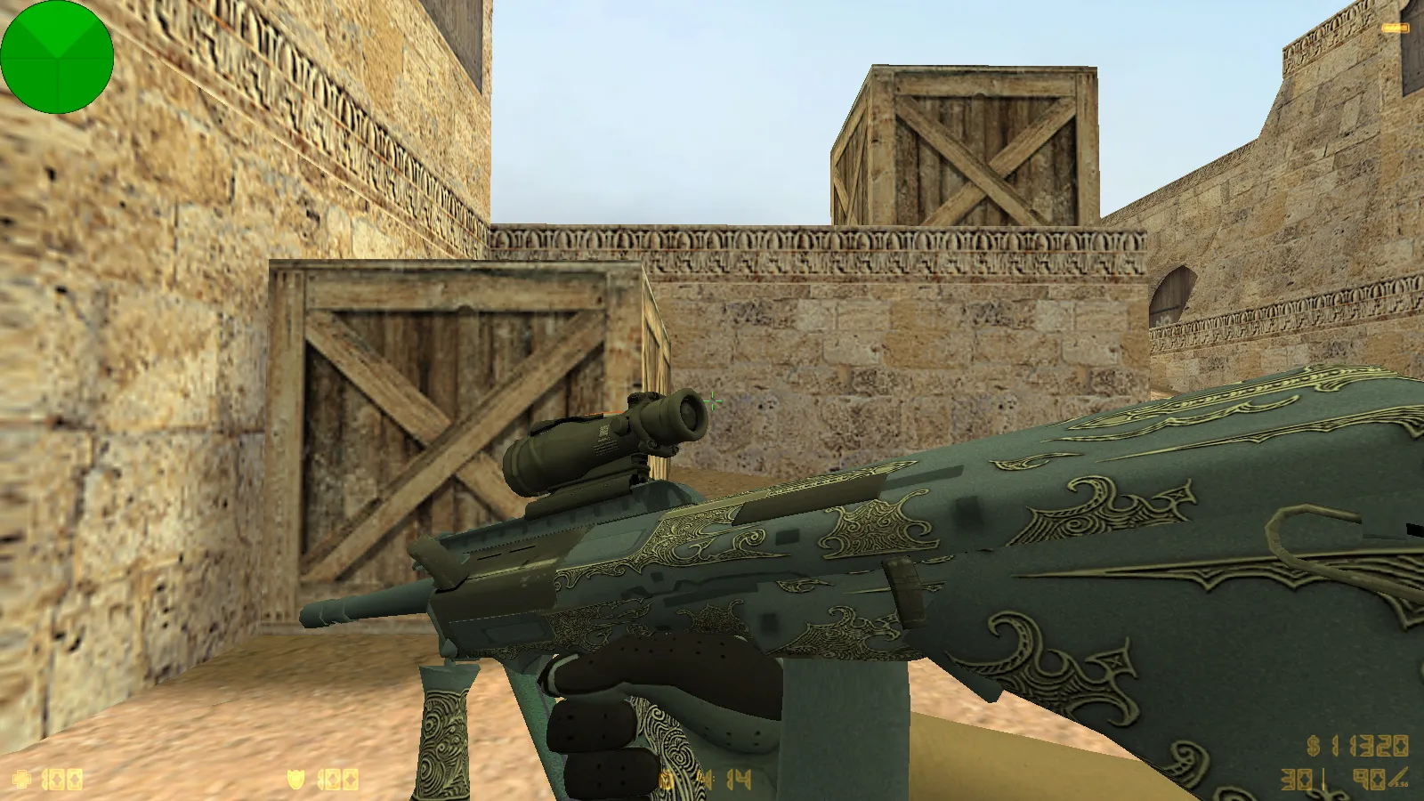 Скриншот  CS 1.6 Fast Kill: 9 обновлений, 30 скинов оружия, перчатки «Лунный узор», темная тема меню и оптимизированный конфиг