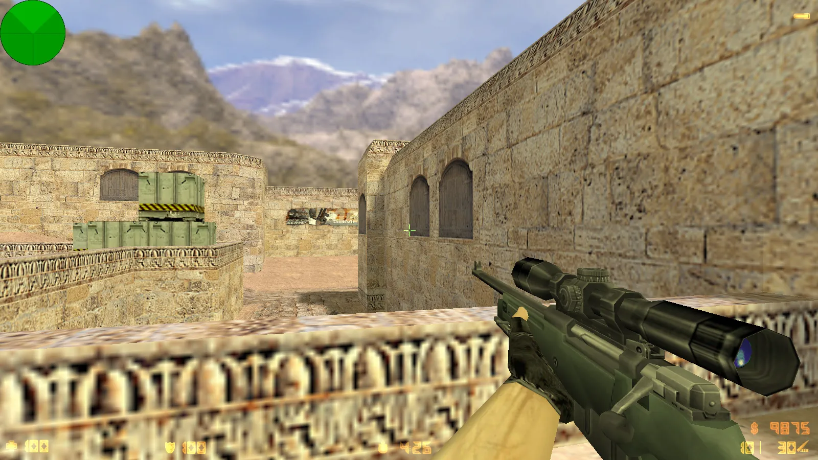 Скриншот CS 1.6 от сервера «Женская Элита»: 4 апдейта, AWP прицел, контрастное меню, музыка в игре