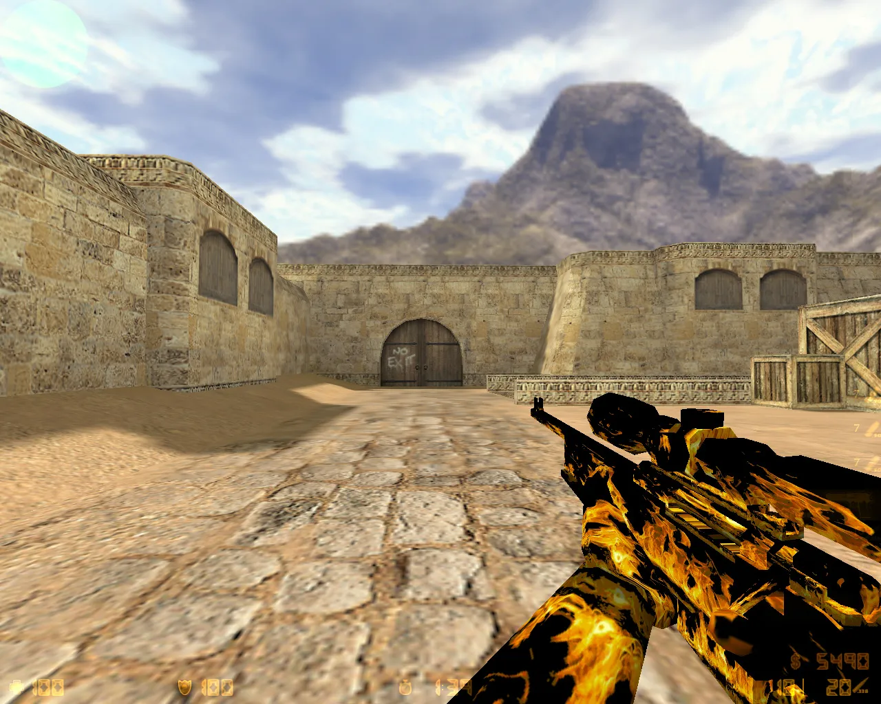 Скриншот CS 1.6 Огонь: скины и графика, огненные модели оружия, темное меню, оптимизированный конфиг