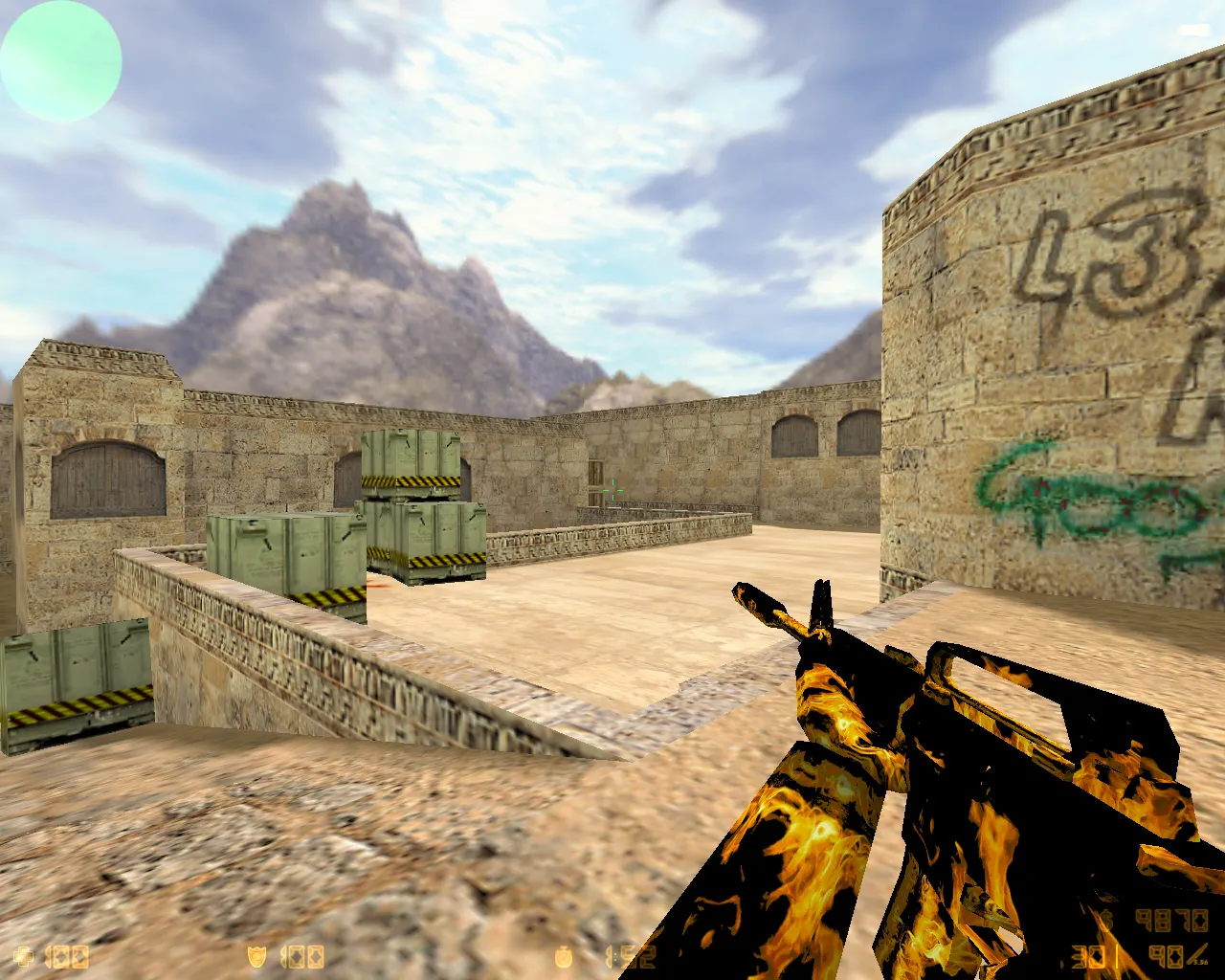 Скриншот  CS 1.6 Огонь: скины и графика, огненные модели оружия, темное меню, оптимизированный конфиг