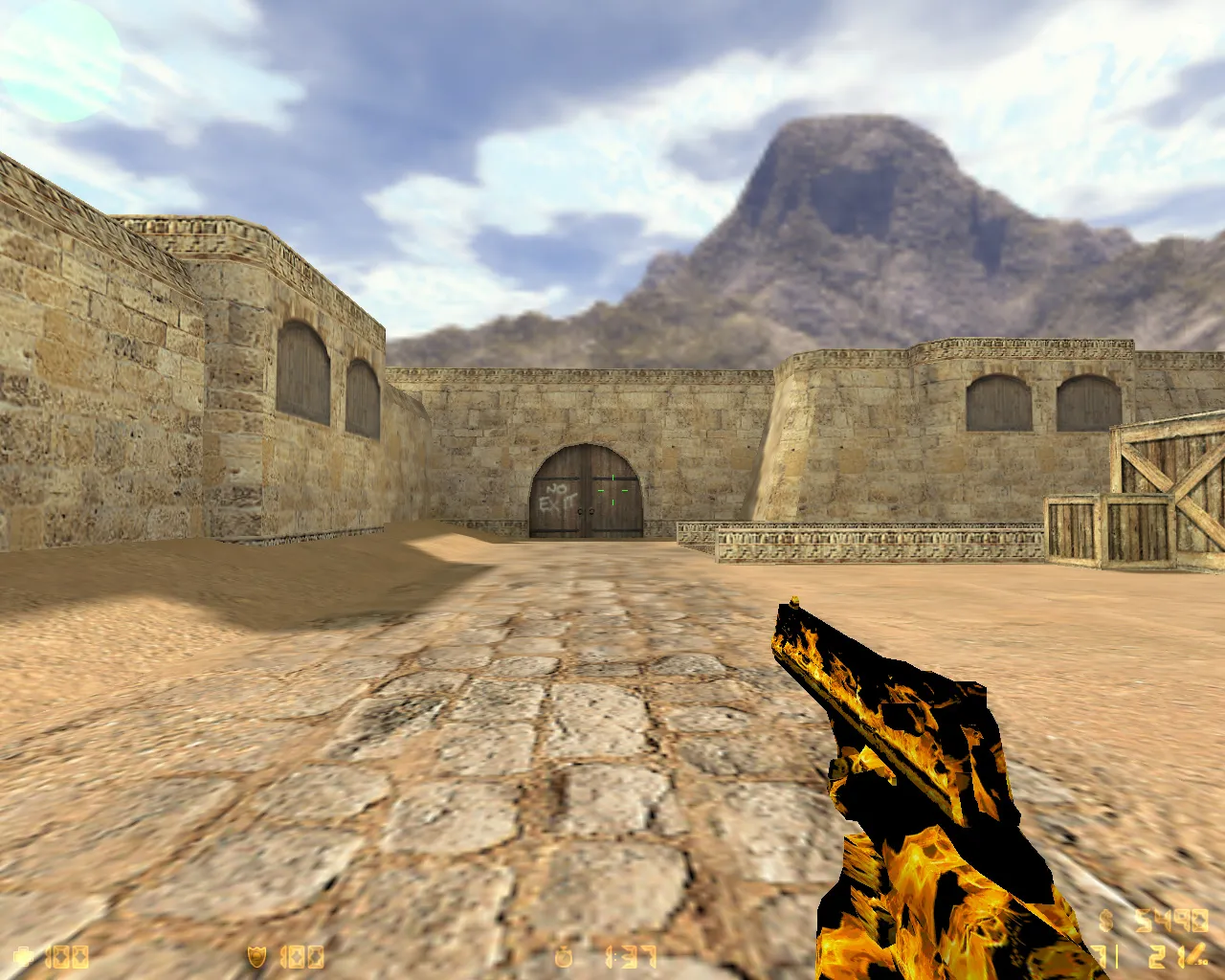 Скриншот  CS 1.6 Огонь: скины и графика, огненные модели оружия, темное меню, оптимизированный конфиг