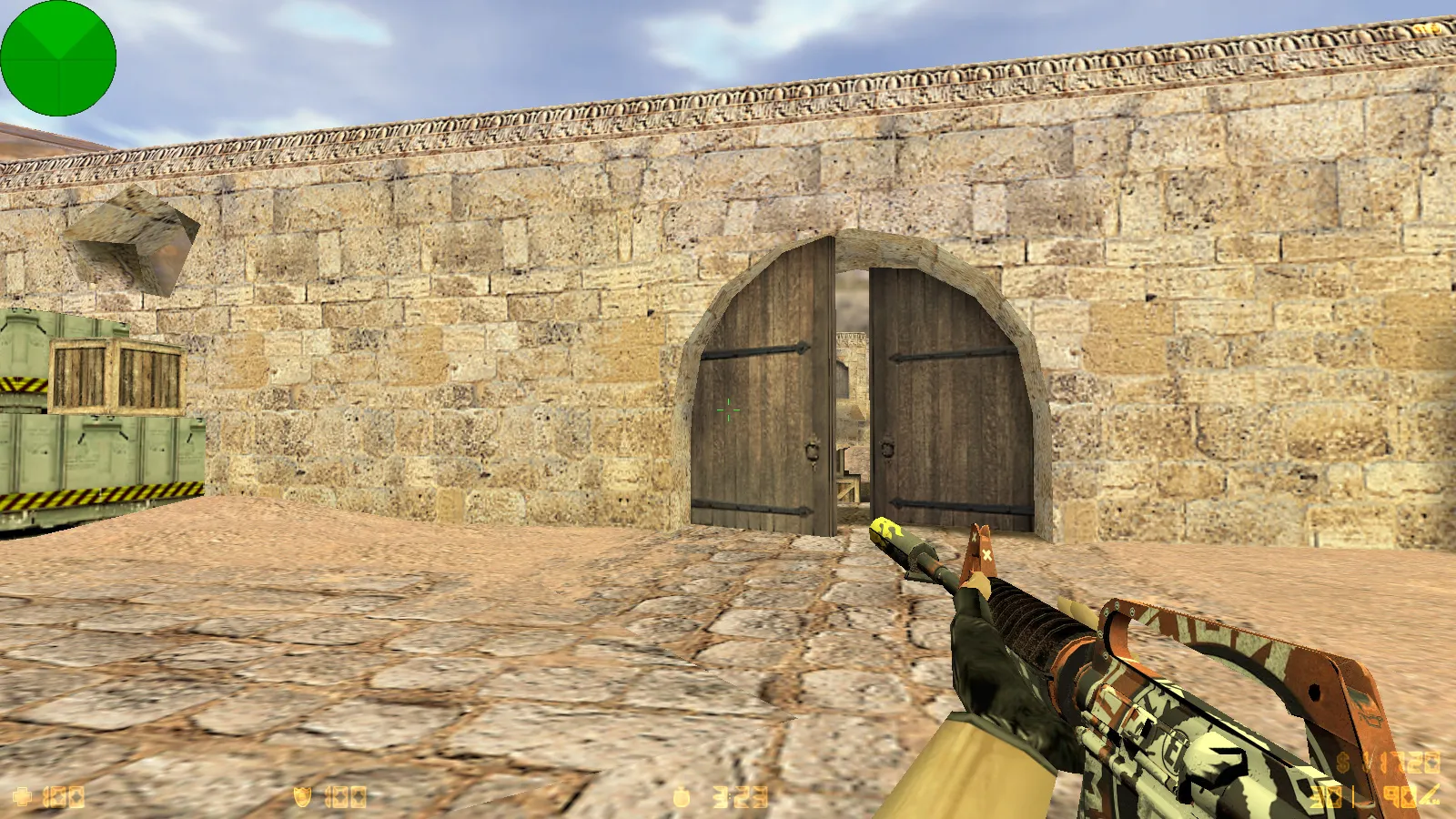 Скриншот CS 1.6 от Foddy 1337: блогерская сборка с 18 скинами, красно-синими моделями, темным меню и оптимизированным конфигом