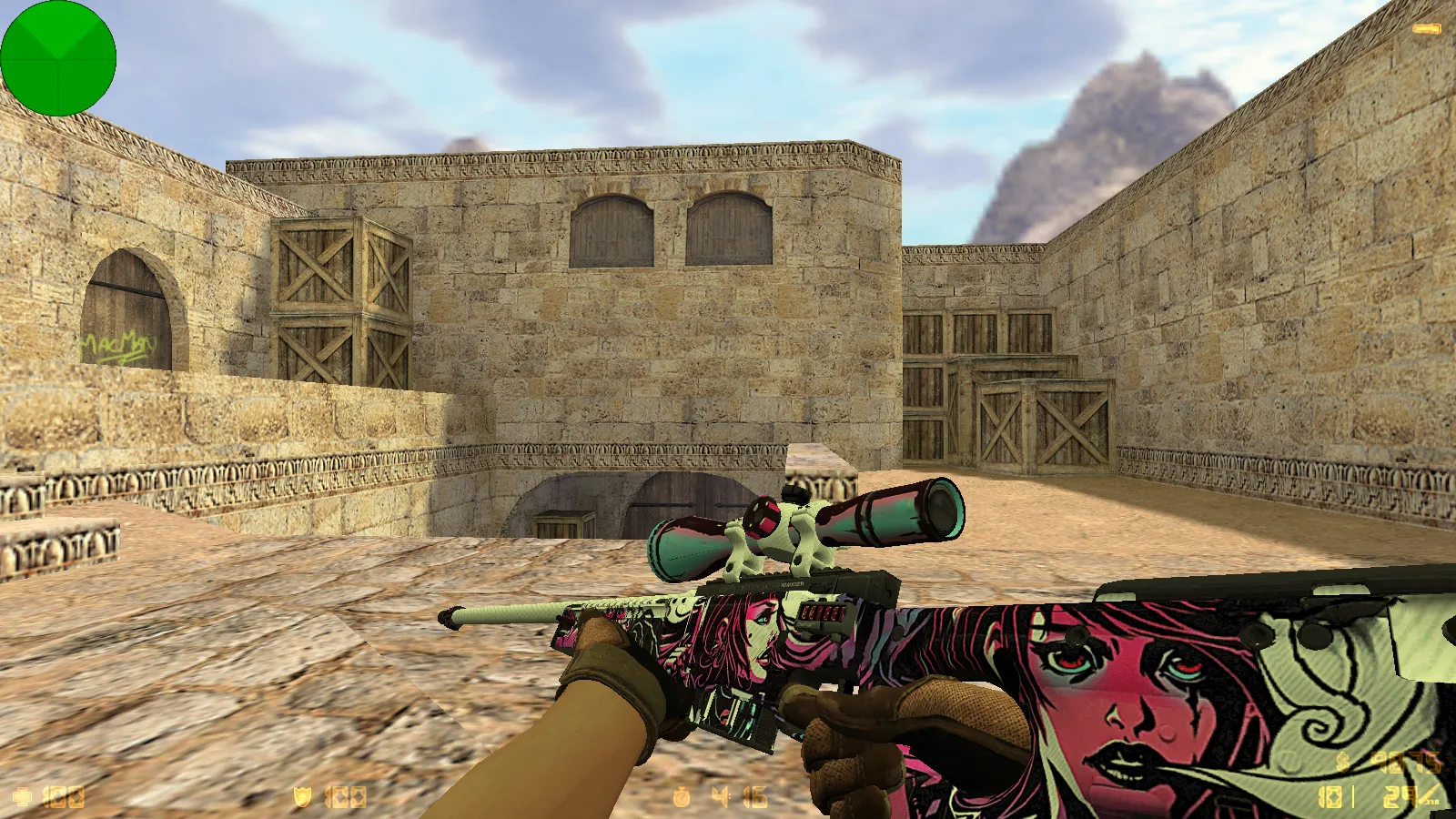 Скриншот  CS 1.6 от Fragger Show: блогерская сборка с 6 улучшениями, скины оружия, темное меню, музыка и оптимизированный конфиг