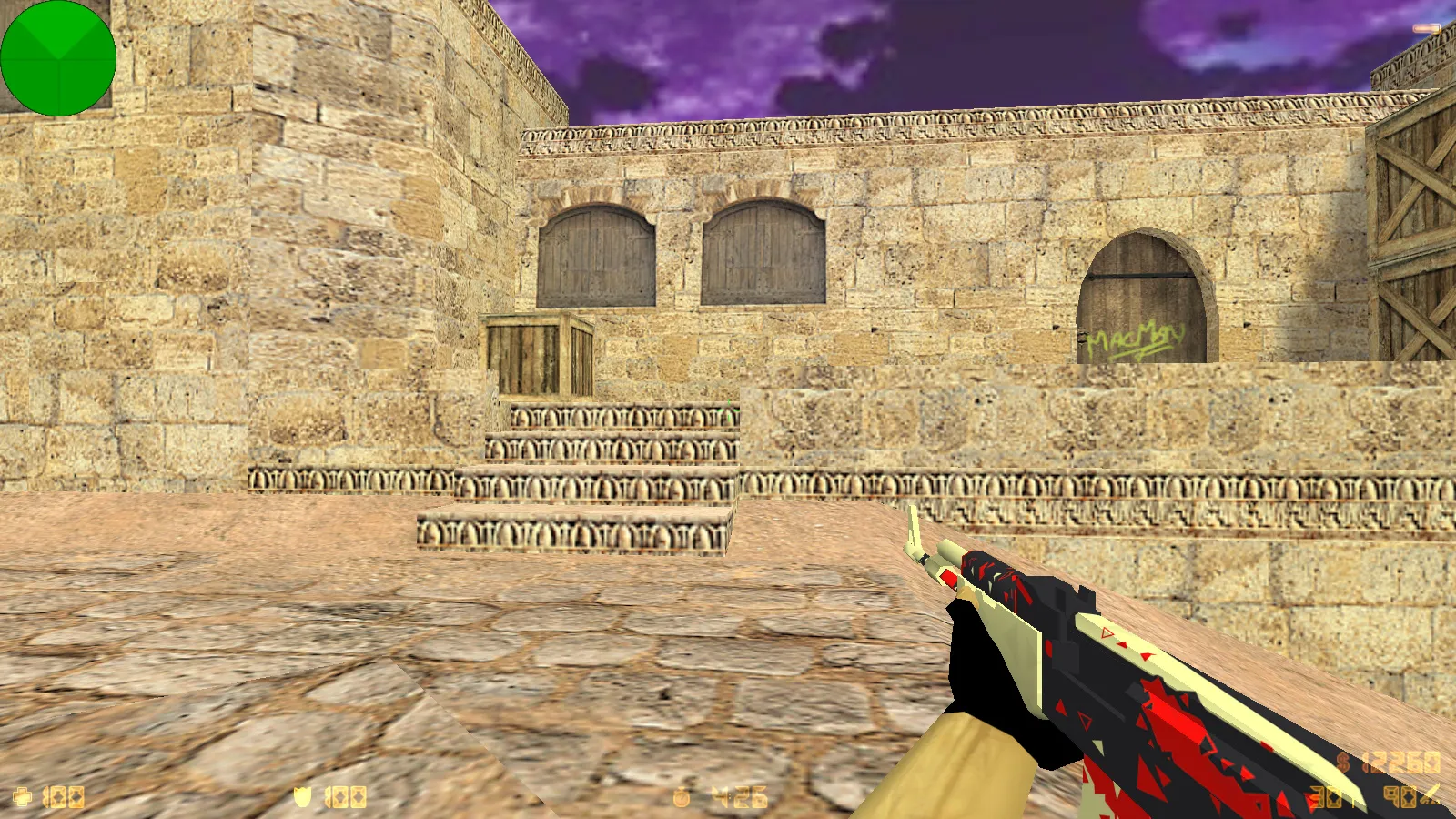 Скриншот CS 1.6 от FURY1111: блогерская сборка с 7 модами, черно-красные скины, красное меню, оптимизированный config.cfg