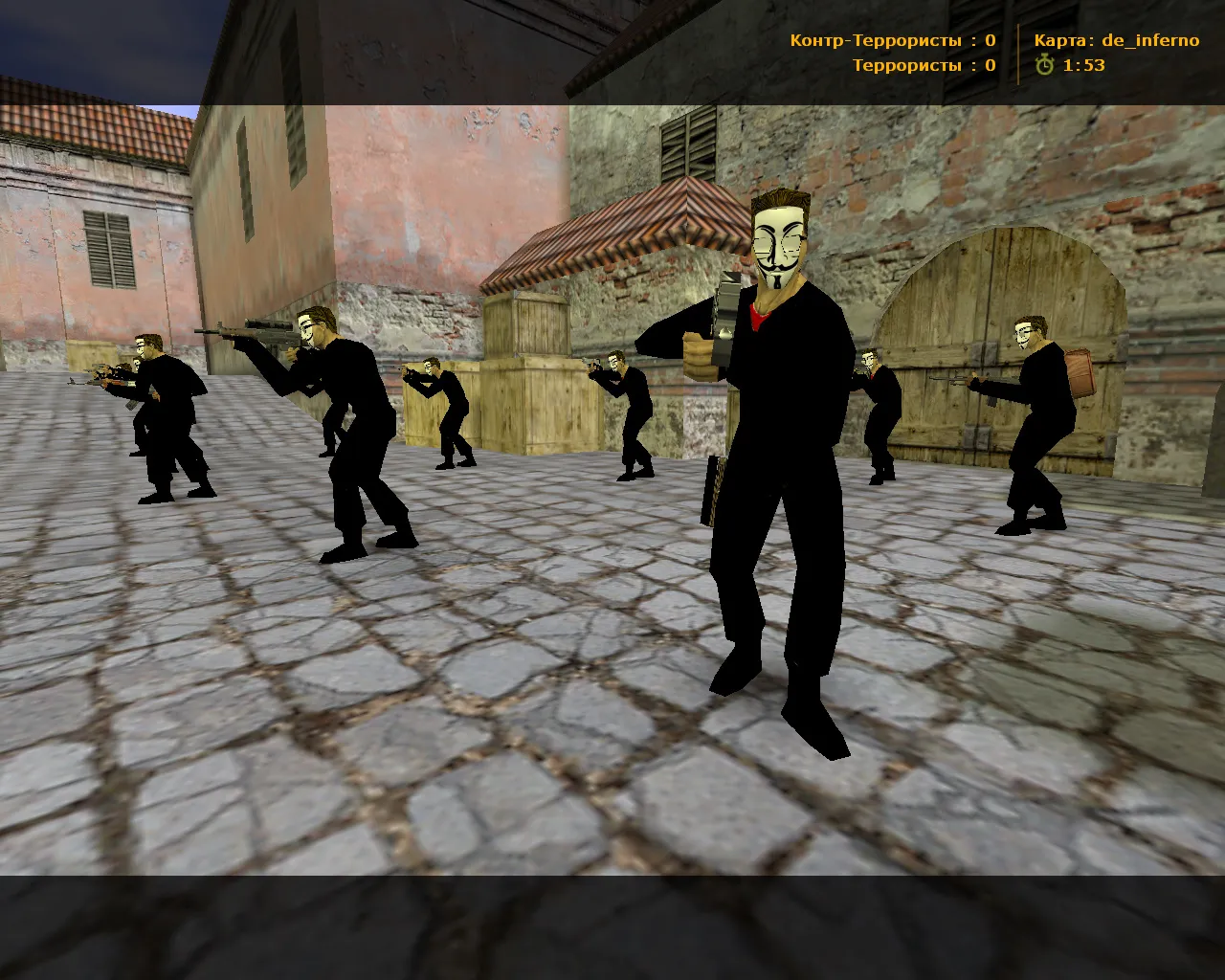 Скриншот  CS 1.6 от GEN: блогерская сборка с v_/p_/w_ оружием, масками Гая Фокса, белым меню, оптимизированным конфигом
