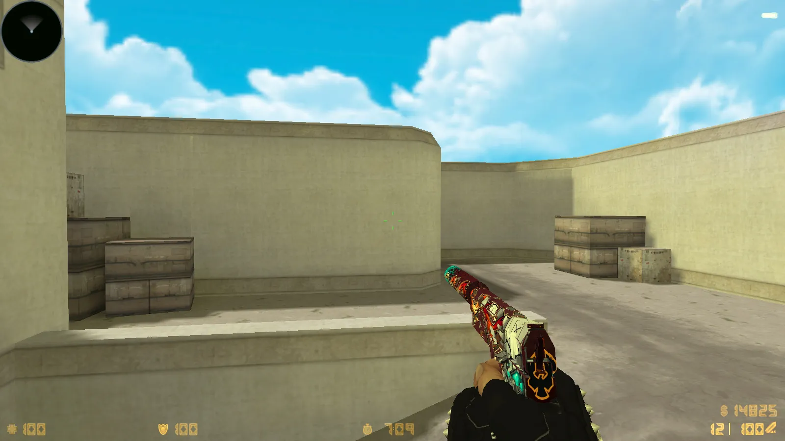 Скриншот  CS 1.6 CS GO V2: 12 обновок, 30 скинов оружия и перчатки, темное меню, звуки, музыка, конфиг