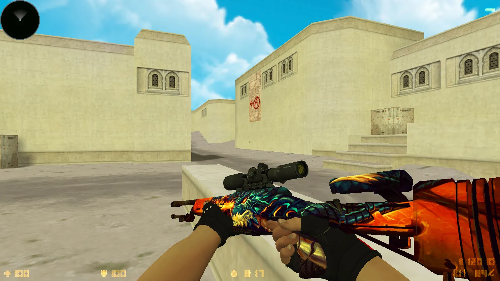 Скриншот  CS 1.6 CS GO V2: 12 обновок, 30 скинов оружия и перчатки, темное меню, звуки, музыка, конфиг