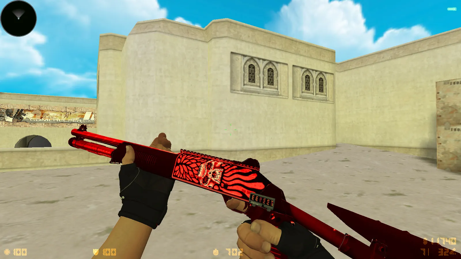 Скриншот  CS 1.6 CS GO V2: 12 обновок, 30 скинов оружия и перчатки, темное меню, звуки, музыка, конфиг