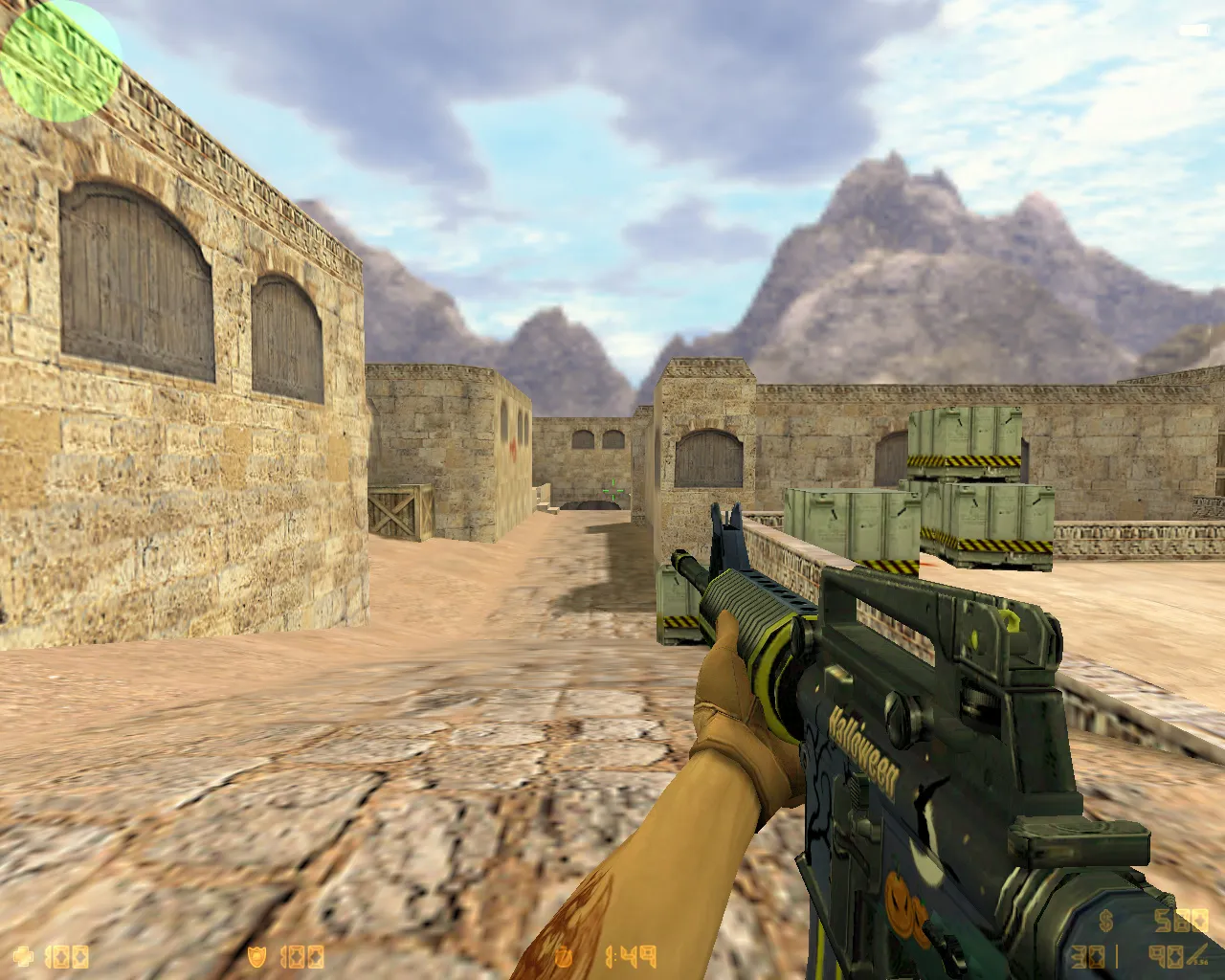 Скриншот  CS 1.6 «Хэллоуин» сборка: скины оружия, Билли за спецназ, тыквоголовый за террористов и оптимизированный config.cfg