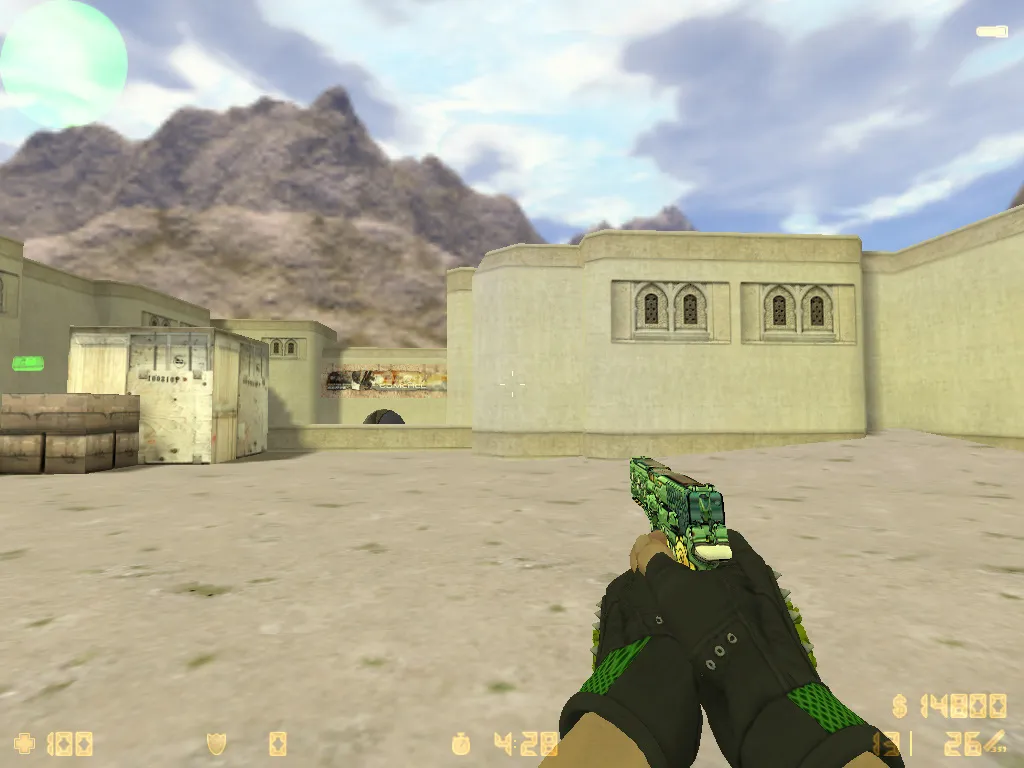 Скриншот  CS 1.6 «Гидра» сборка: скины Hydra, CS:GO гранаты, меню в зелёных тонах и стабильный запуск