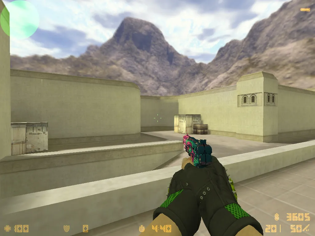 Скриншот  CS 1.6 «Гидра» сборка: скины Hydra, CS:GO гранаты, меню в зелёных тонах и стабильный запуск