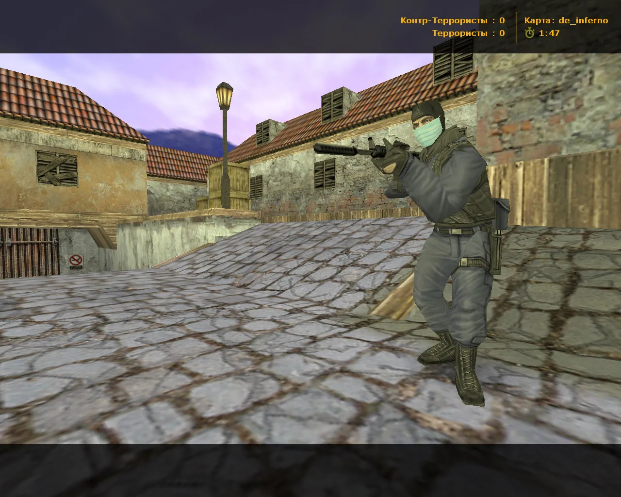 Скриншот CS 1.6 Инфекция: тематические модели L33T и GIGN в масках, темная тема меню, фон, оптимизированный конфиг