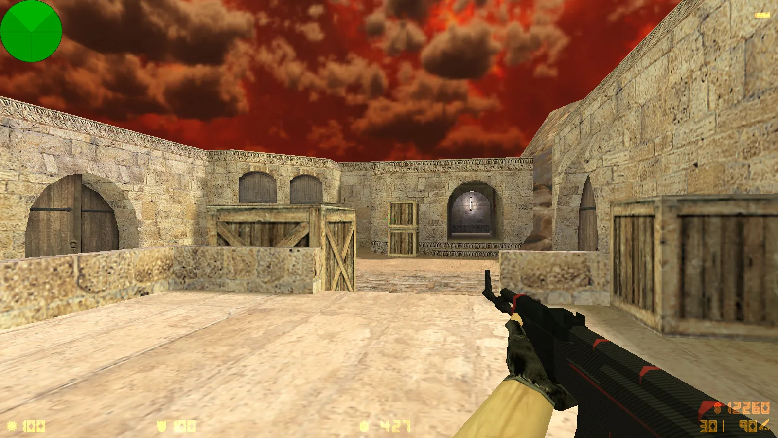 Скриншот CS 1.6 от Kartes10fps: сборка с 8 обновлениями, скины, бомба, красно-черное меню и оптимизированный конфиг