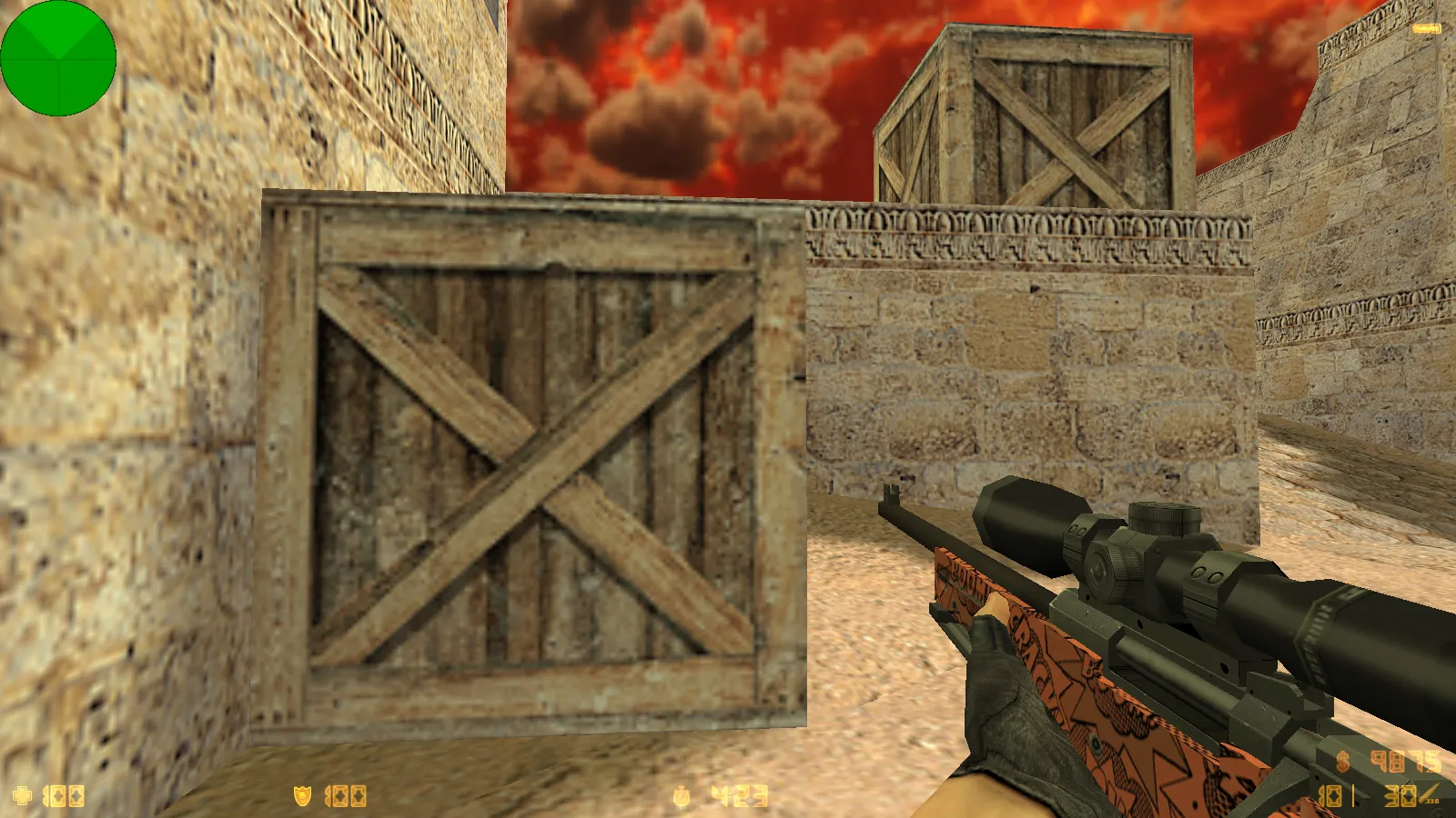 Скриншот  CS 1.6 от Kartes10fps: сборка с 8 обновлениями, скины, бомба, красно-черное меню и оптимизированный конфиг