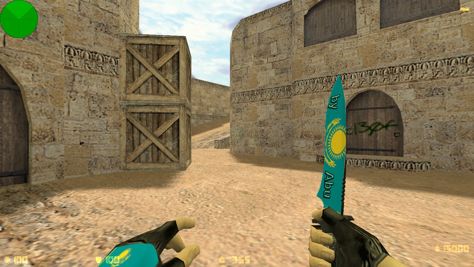 Скриншот CS 1.6 Казахстан: тематические моды, 12 скинов с флагом, темное меню и оптимизированный конфиг