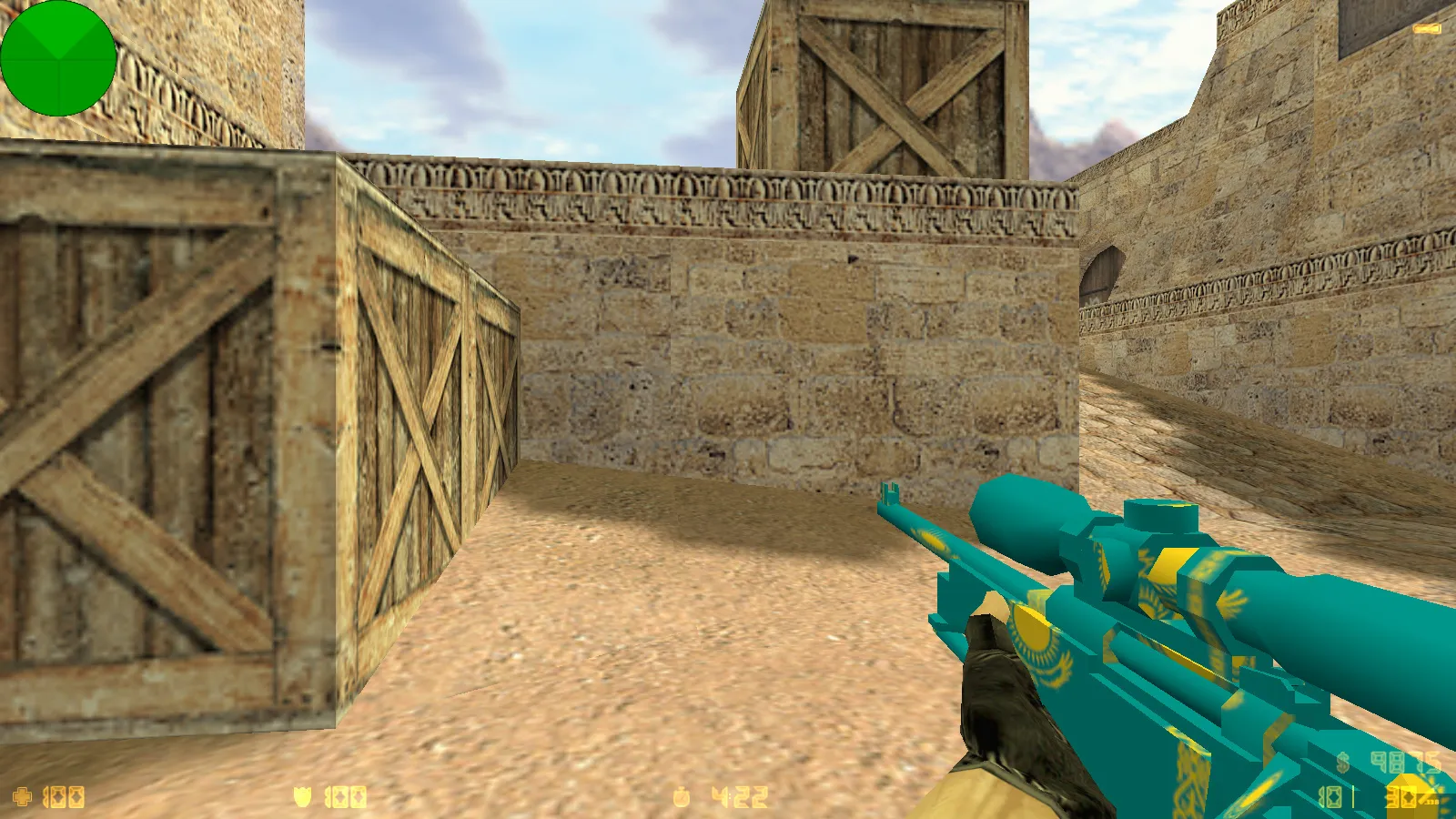 Скриншот  CS 1.6 Казахстан: тематические моды, 12 скинов с флагом, темное меню и оптимизированный конфиг