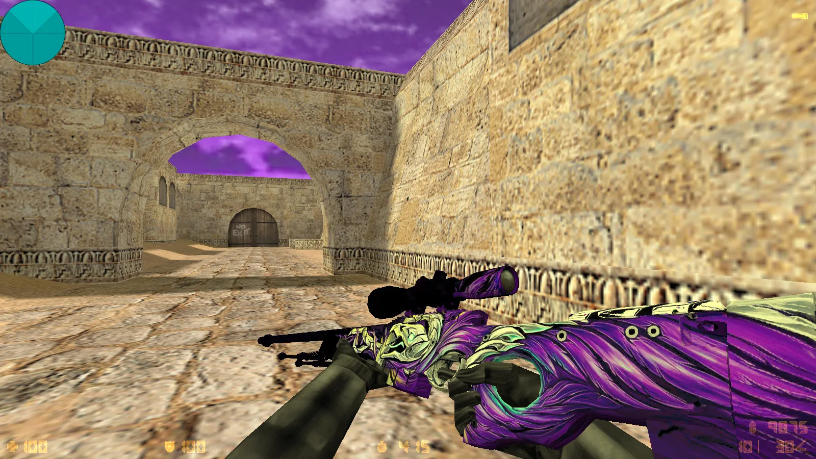 Скриншот  CS 1.6 от Kiryanov: блогерская сборка с 9 скинами, пурпурным меню, SAS-фоном Mirage и оптимизированным конфигом